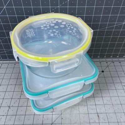 3 GLASS Medium Snapware Lids PYREX 