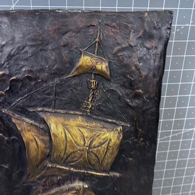 Wall Plaque Made of Resin Spanish Galleon 