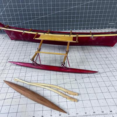 Very Cool Hand Crafted OUTRIGGER CANOE Red Dated 1954 