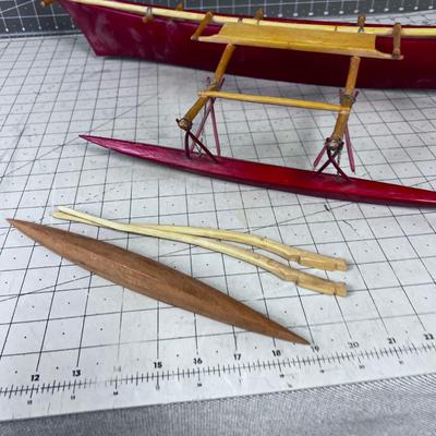 Very Cool Hand Crafted OUTRIGGER CANOE Red Dated 1954 