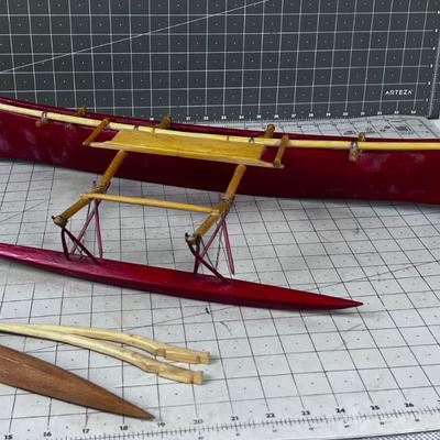 Very Cool Hand Crafted OUTRIGGER CANOE Red Dated 1954 