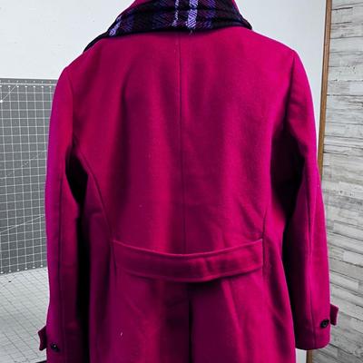Lands End FUCHSIA with Scarf, Pea Coat Style 