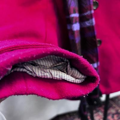 Lands End FUCHSIA with Scarf, Pea Coat Style 