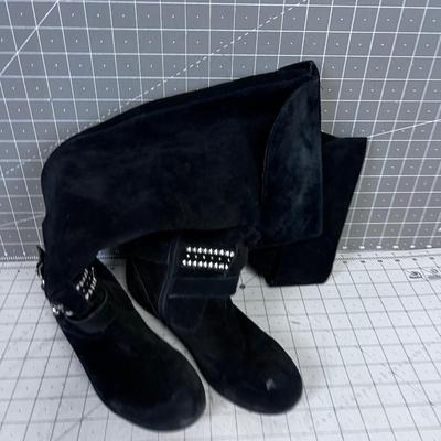 Black Suede Over the Knee Boots