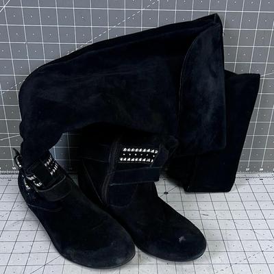 Black Suede Over the Knee Boots