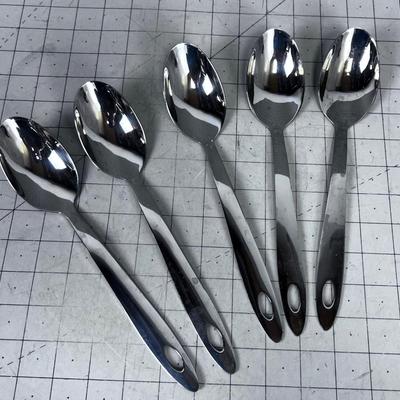 (5)ONEIDA Serving Spoons 