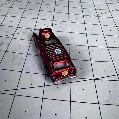 1 Vintage HOT WHEELS Redline Classic Nomad Metallic Red with Flowers 1969 MATTEL