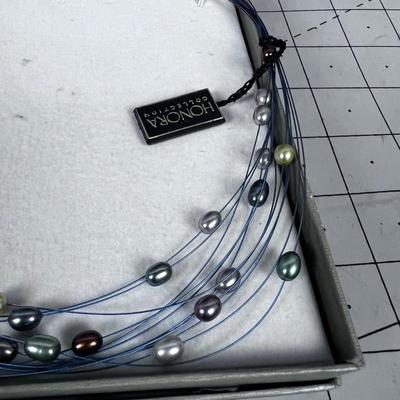 HONORA Wire Choker with Various Colors of Pearls, NICE! 