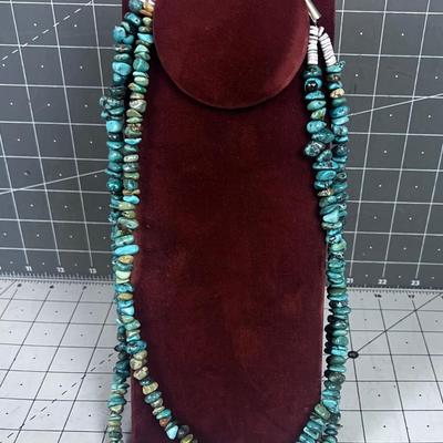 Devine Turquoise Pebbles 2 Strands With Incredible Clasp