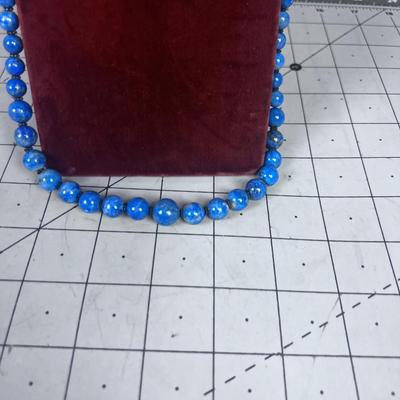 Mysterious Single Strand Knotted String BLUE Lapis Lazuli or Soda Light 