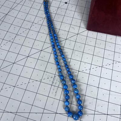 Mysterious Single Strand Knotted String BLUE Lapis Lazuli or Soda Light 
