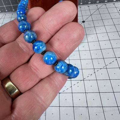 Mysterious Single Strand Knotted String BLUE Lapis Lazuli or Soda Light 