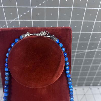 Mysterious Single Strand Knotted String BLUE Lapis Lazuli or Soda Light 