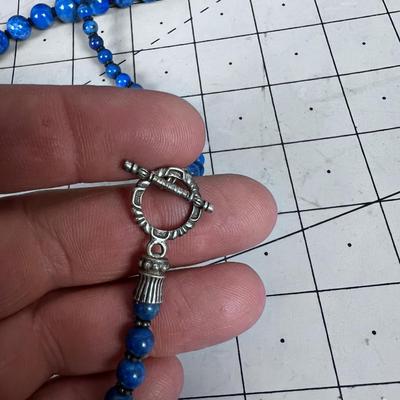 Mysterious Single Strand Knotted String BLUE Lapis Lazuli or Soda Light 