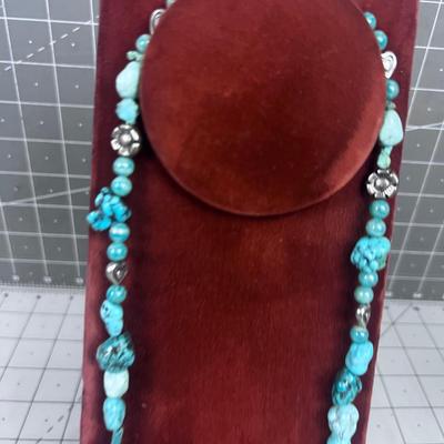 Turquoise Nugget, Hearts and Polished Round Turquoise Beads too. PRETTY 