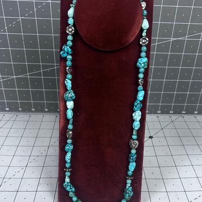 Turquoise Nugget, Hearts and Polished Round Turquoise Beads too. PRETTY 