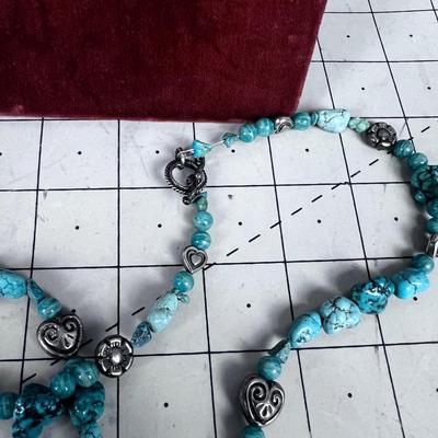 Turquoise Nugget, Hearts and Polished Round Turquoise Beads too. PRETTY 