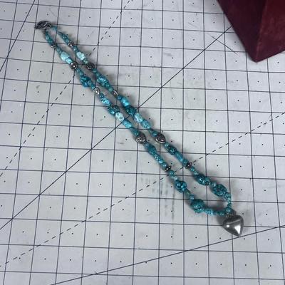 Turquoise Nugget, Hearts and Polished Round Turquoise Beads too. PRETTY 