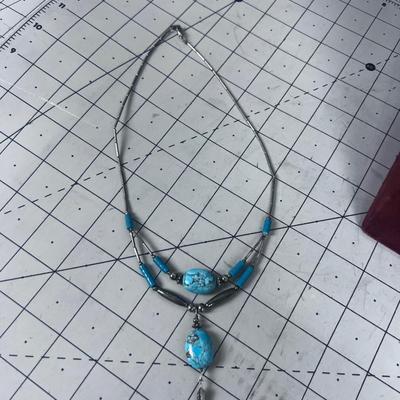 Turquoise Polished ovals with Liquid Silver 
