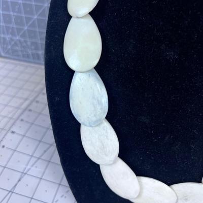 Tear Shaped ORGANIC Material Shaped into Beaded Necklace
