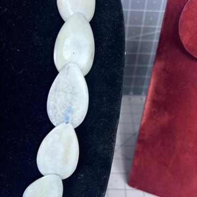 Tear Shaped ORGANIC Material Shaped into Beaded Necklace
