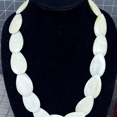 Tear Shaped ORGANIC Material Shaped into Beaded Necklace