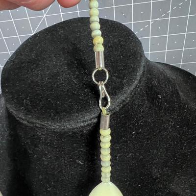 Tear Shaped ORGANIC Material Shaped into Beaded Necklace