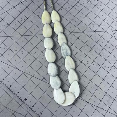 Tear Shaped ORGANIC Material Shaped into Beaded Necklace