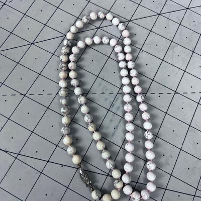 Pinky Black Stone Natural, Pretty, Pink ZEBRA Jasper Stone Necklace