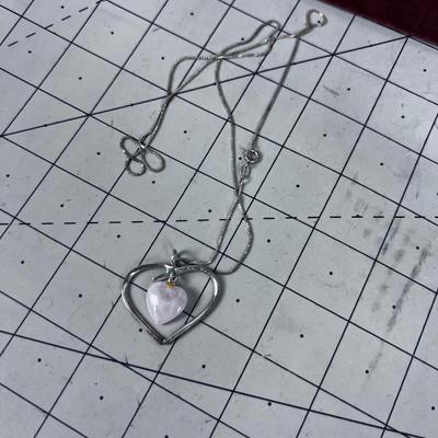 925 Silver and Rose Quartz Pendant and Chain