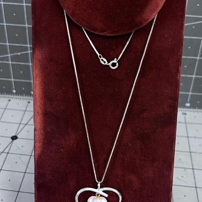 925 Silver and Rose Quartz Pendant and Chain