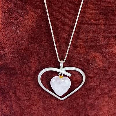 925 Silver and Rose Quartz Pendant and Chain