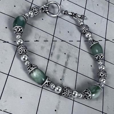 Ankle Bracelet Green Aventurine Silver Toned 