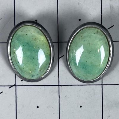 Large Post Green Quartz Earrings 