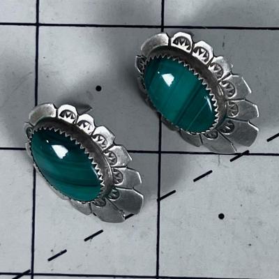 Marked AB Sterling, with Malachite Stone -  Native American 