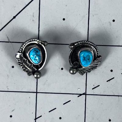 Native American Small Turquoise Earrings, CLIP ON 