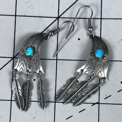 Native American NOT Marked, Feathers and Turquoise.  
