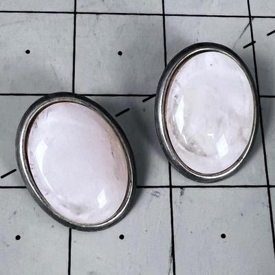 925 Vintage Rose Quartz Earrings 