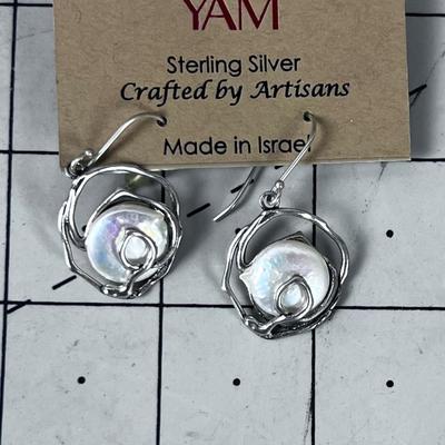 Sterling and Pearl Earrings, NEW on the Card. 