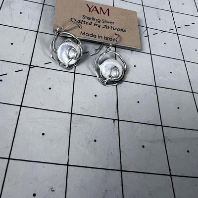 Sterling and Pearl Earrings, NEW on the Card. 