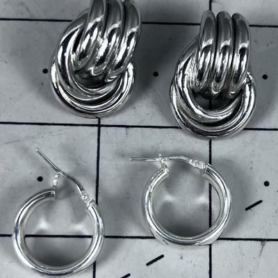 2 Pair of Earrings, Silver Hoops etc.