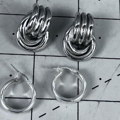 2 Pair of Earrings, Silver Hoops etc.