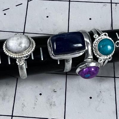 (4) More Lovely Lot of 4 Unique Rings, Various Shapes, Colors 