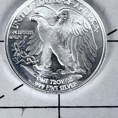 One Troy Ounce .999 Silver Bullion Lady Liberty Coin 