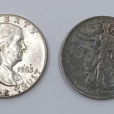 Lot of 2 Vintage Silver Half Dollar Coins