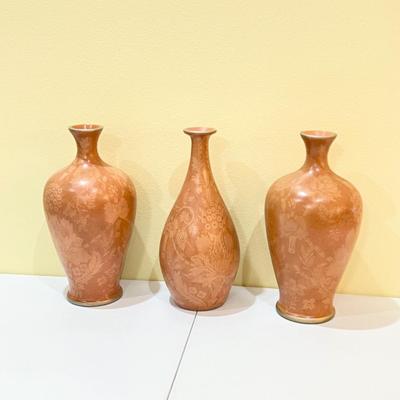 Trio (3) Floral Ceramic Vases