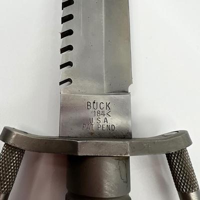 473 Buckmaster 184 PAT PEND< 1986 Survival Knife with Randall Leather Sheath