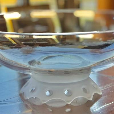 Large Crystal Frosted Footed Bowl