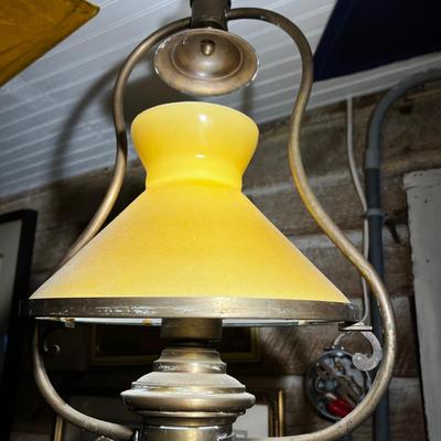 N476 Vintage Brass Hanging Bistro Lamp