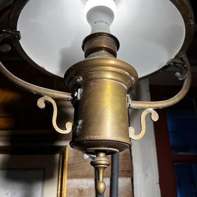 N476 Vintage Brass Hanging Bistro Lamp